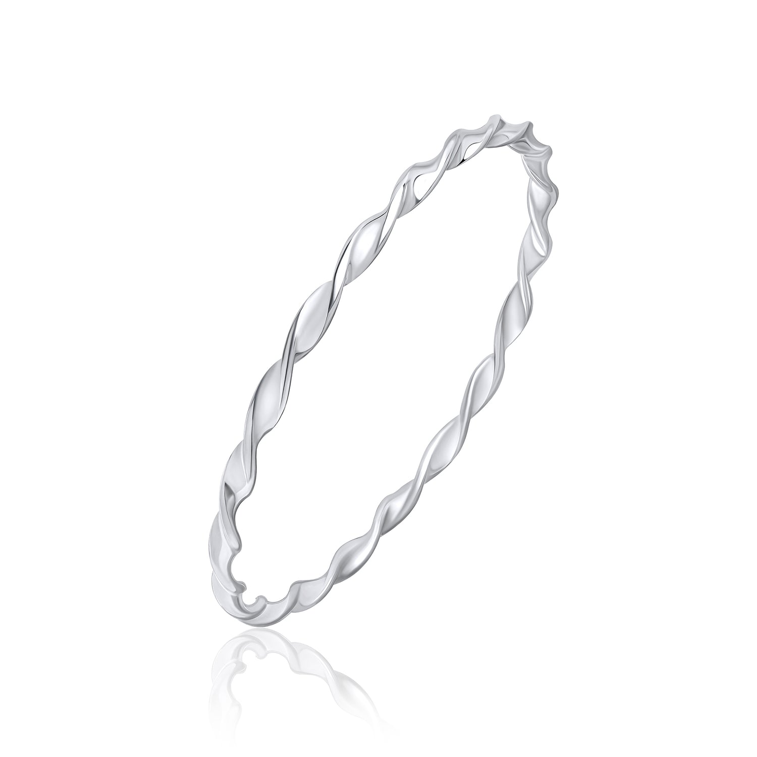 Sterling Silver Solid 4mm Round Shape Loose Twist Bangle