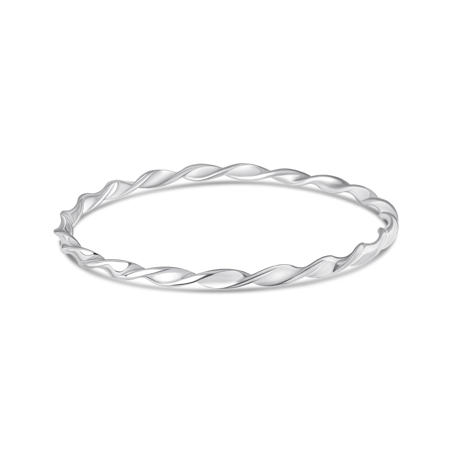 Sterling Silver Solid 4mm Round Shape Loose Twist Bangle