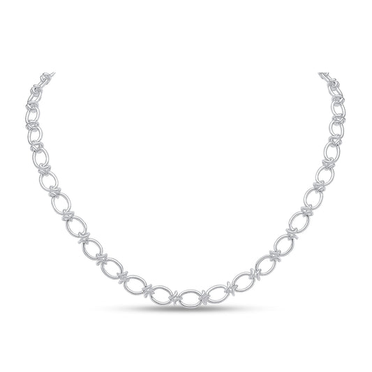 Sterling Silver Handmade Solid 8mm Oval Knot Necklace