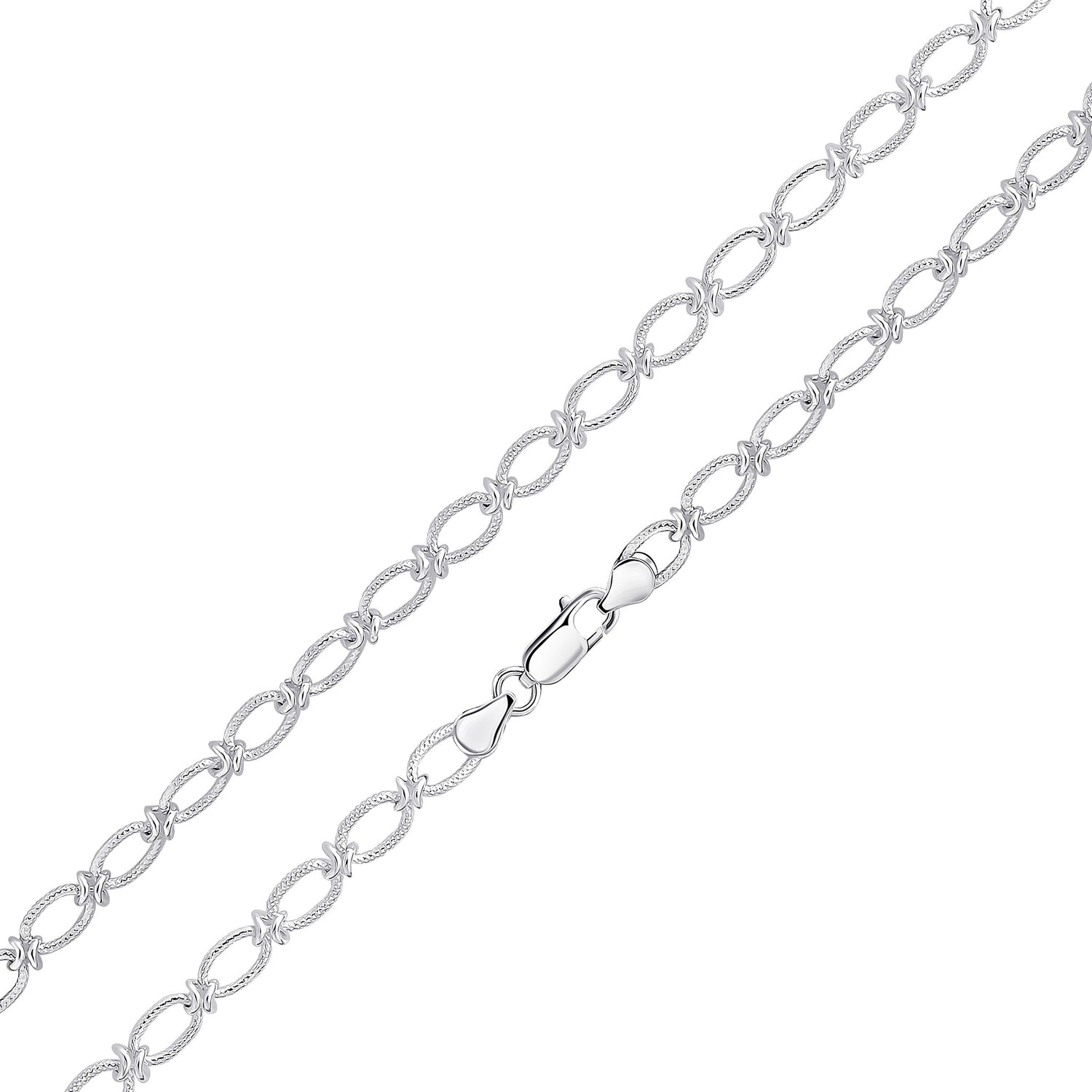 Sterling Silver Handmade 6.5mm Textured Oval Knot Necklace