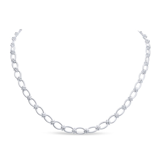Sterling Silver Handmade 6.5mm Textured Oval Knot Necklace