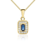 9ct Yellow Gold Octagonal Natural Sapphire & Diamond Cluster Pendant — 5x3mm