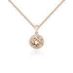 9ct Rose Gold Round Natural Morganite & Diamond Claw Cluster Pendant — 8mm
