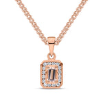 9ct Rose Gold Octagonal Natural Morganite & Diamond Cluster Pendant — 5x3mm