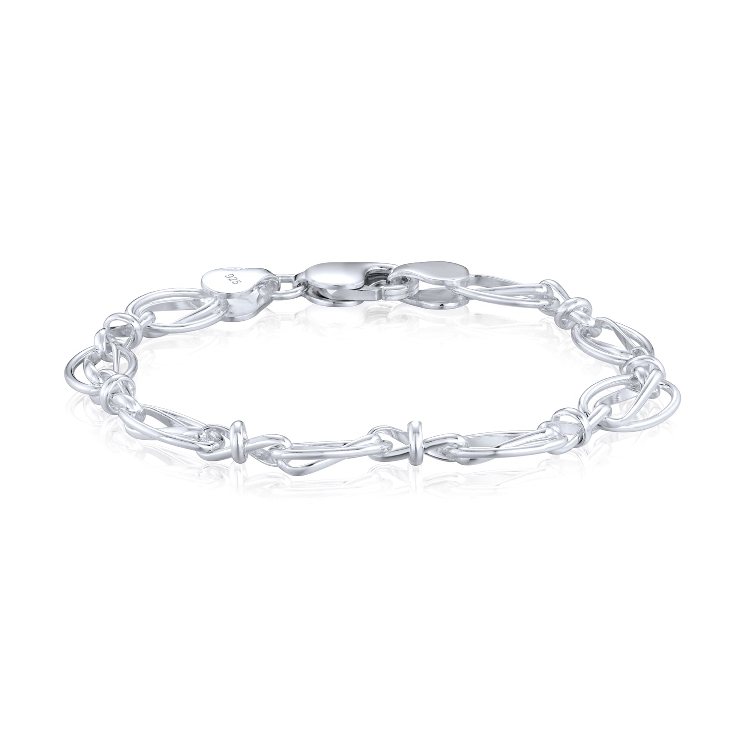 Sterling Silver Handmade Solid Oval Infinity Bracelet