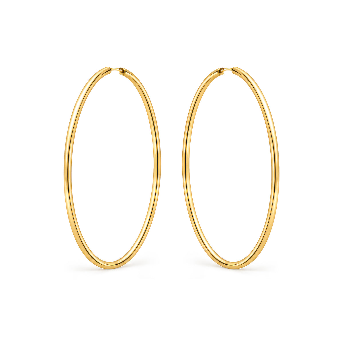 9ct Gold Thin Sleeper Hoop Earrings — 54x1.5mm