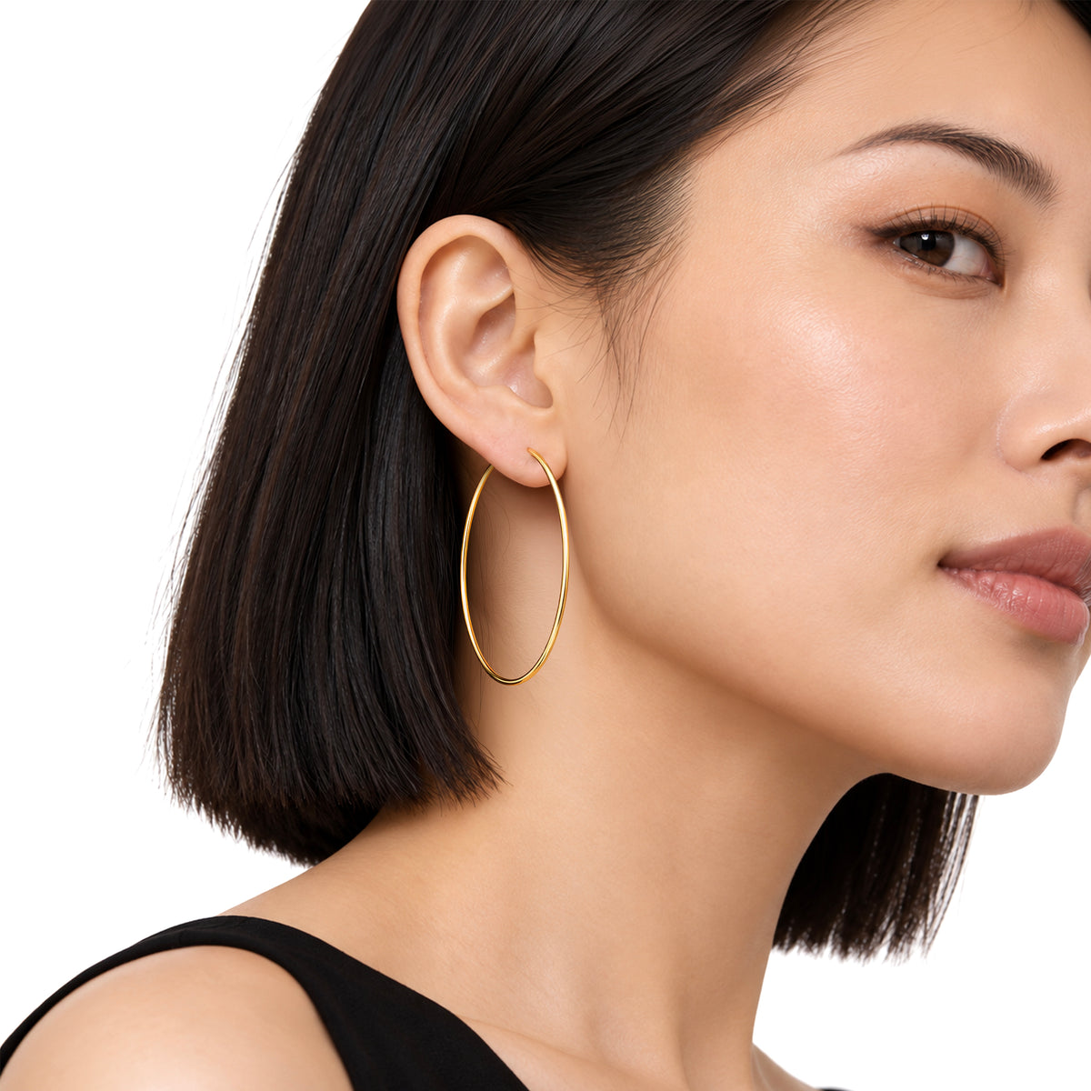 9ct Gold Thin Sleeper Hoop Earrings — 54x1.5mm