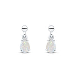 9ct White Gold Pear Shaped Natural Opal Claw Drop Earrings — 6x4mm