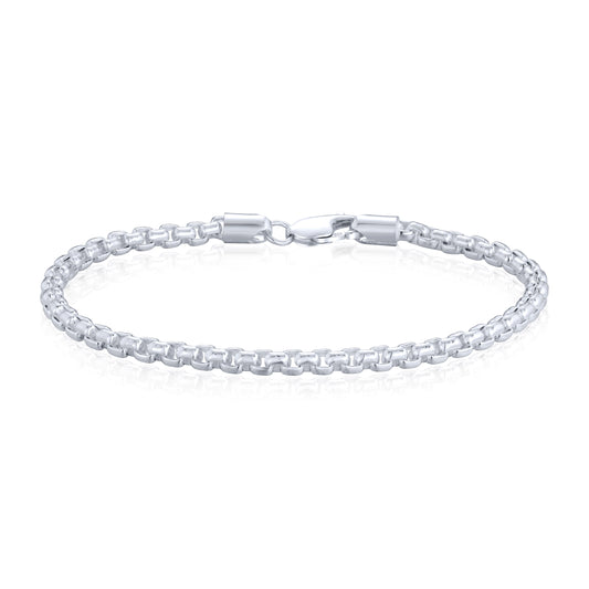 Sterling Silver Solid 4mm Rounded Box Belcher Bracelet