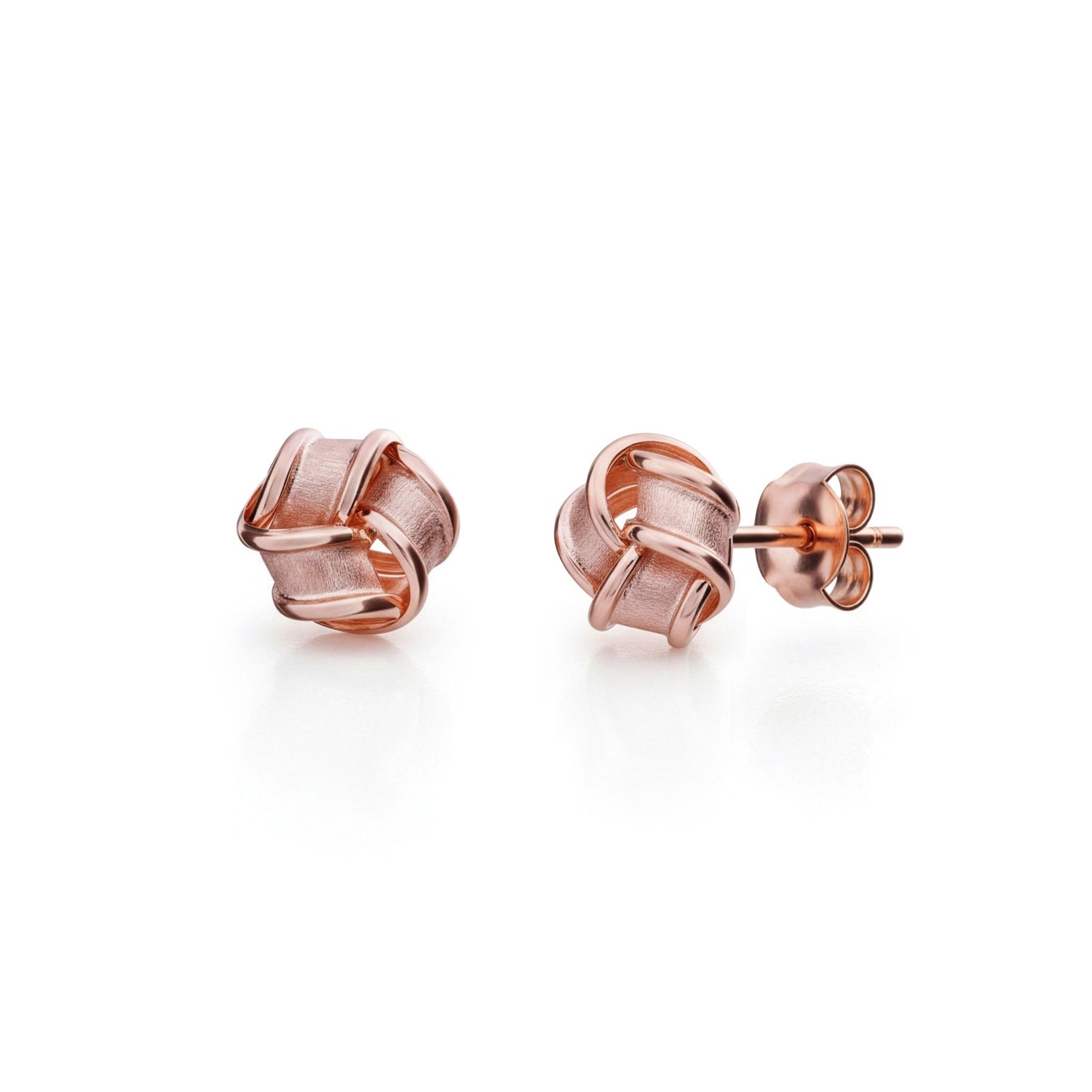9ct Rose Gold Polished Interlaced Knot Stud Earrings — 7.5mm
