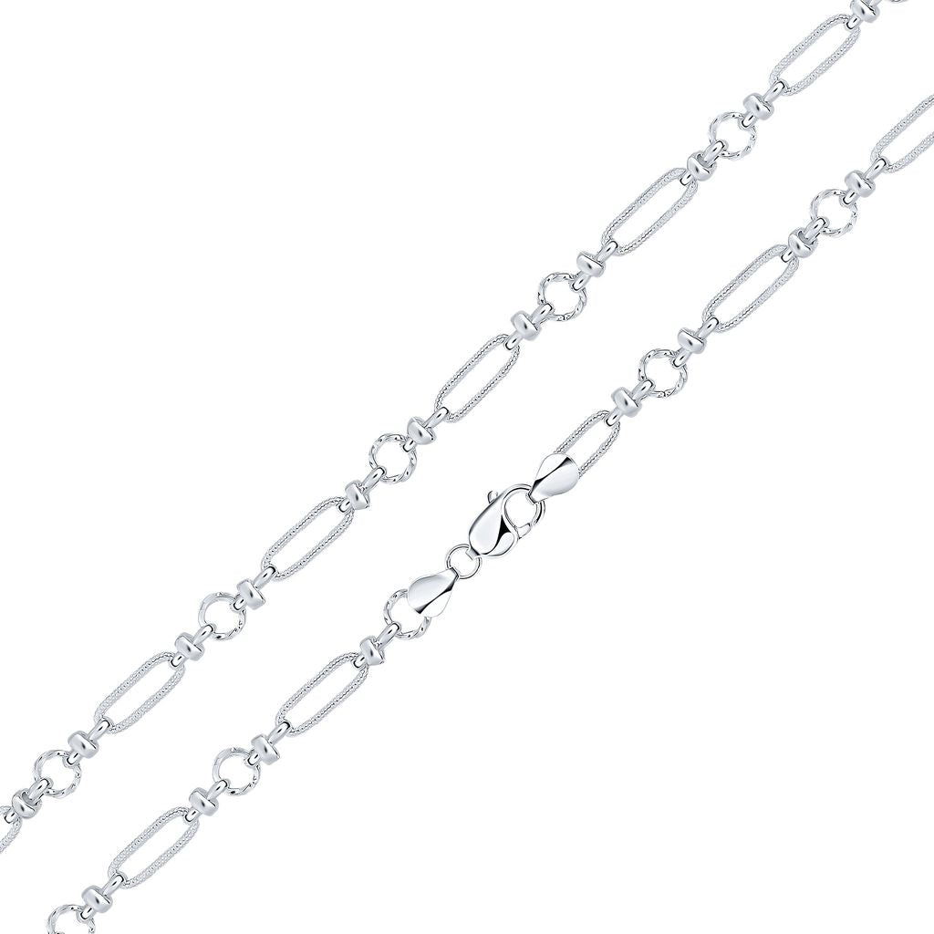 Sterling Silver Handmade Solid 8mm Textured Long Oval Bracelet