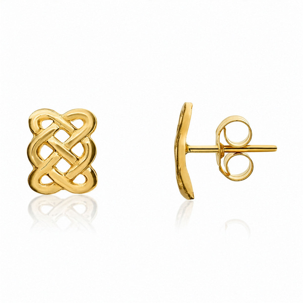 9ct Gold Oblong Celtic Style Stud Earrings