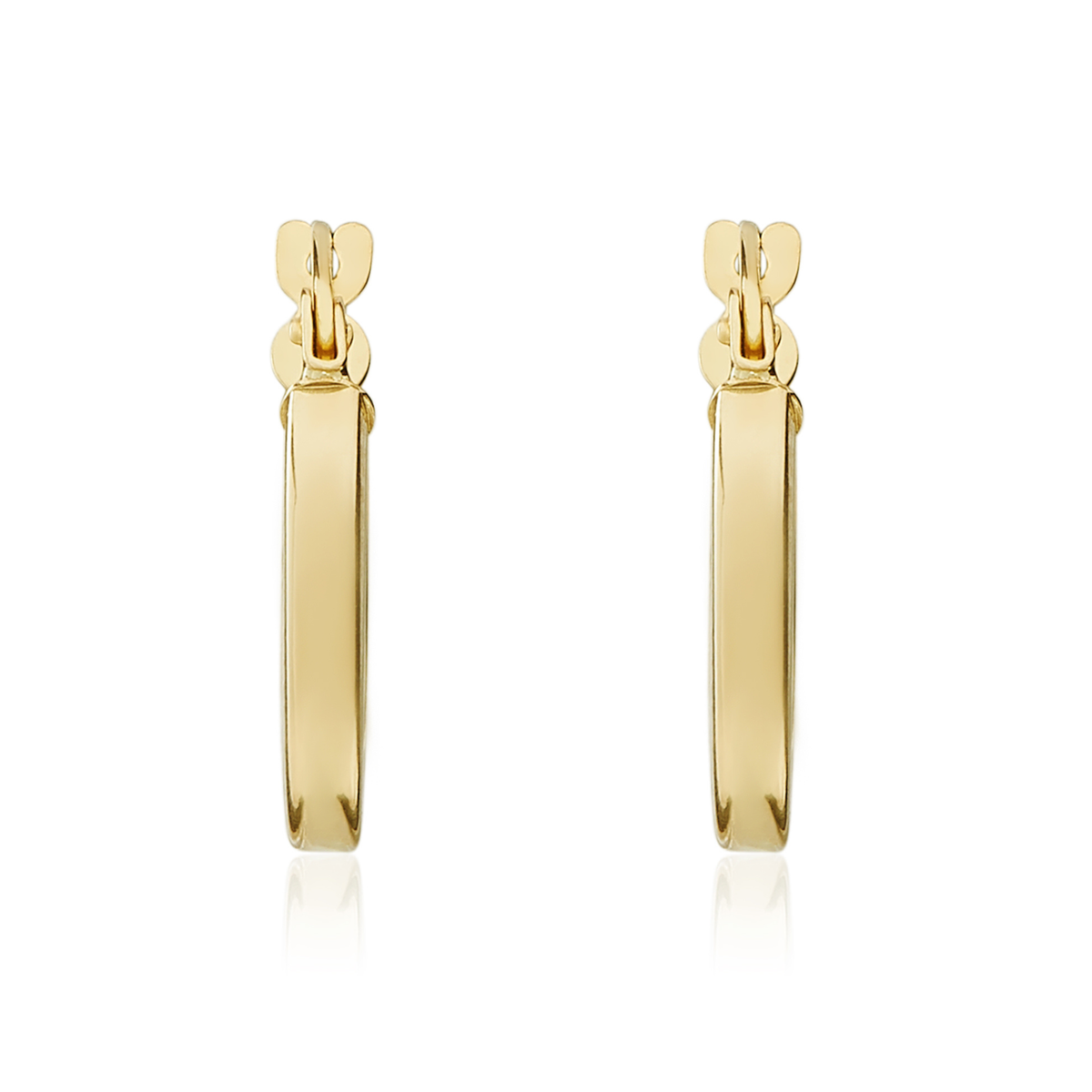 9ct Gold Square Tube Round Hoop Earrings — 14mm