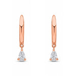 18ct Rose Gold Hoop Earrings with Pear Shaped Natural Diamond Drops — 10mm