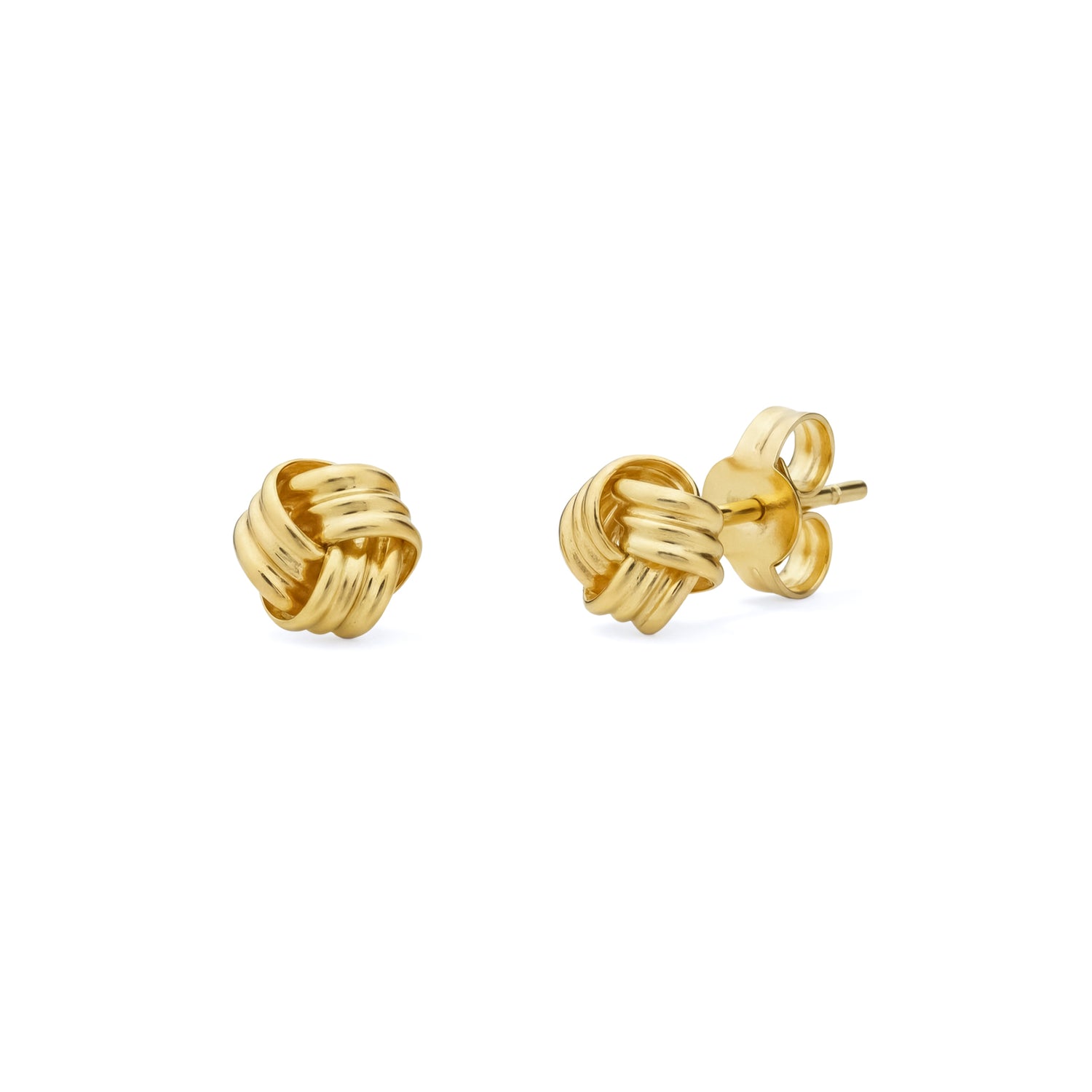 18ct Yellow Gold Ribbed Knot Stud Earrings – 5mm