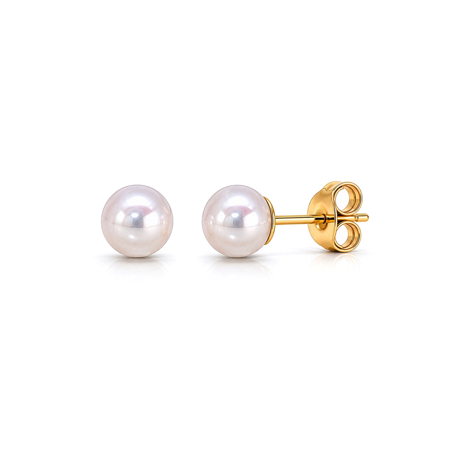 9ct Yellow Gold Natural Akoya Pearl Stud Earrings 5mm