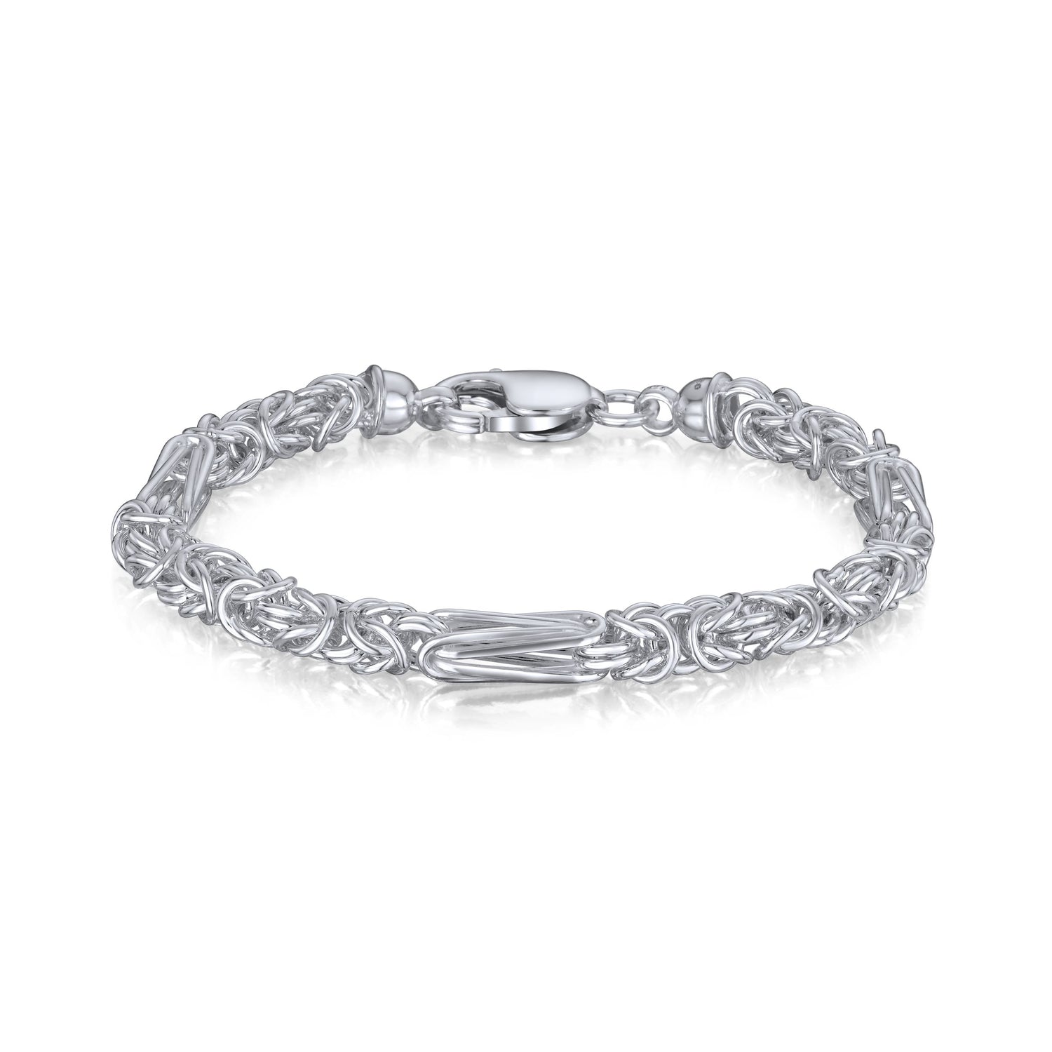 Sterling Silver Handmade Solid 5mm Byzantine Long and Short Bracelet With Lobster Clasp