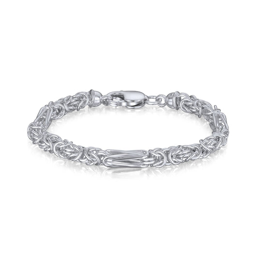 Sterling Silver Handmade Solid 5mm Byzantine Long and Short Bracelet With Lobster Clasp