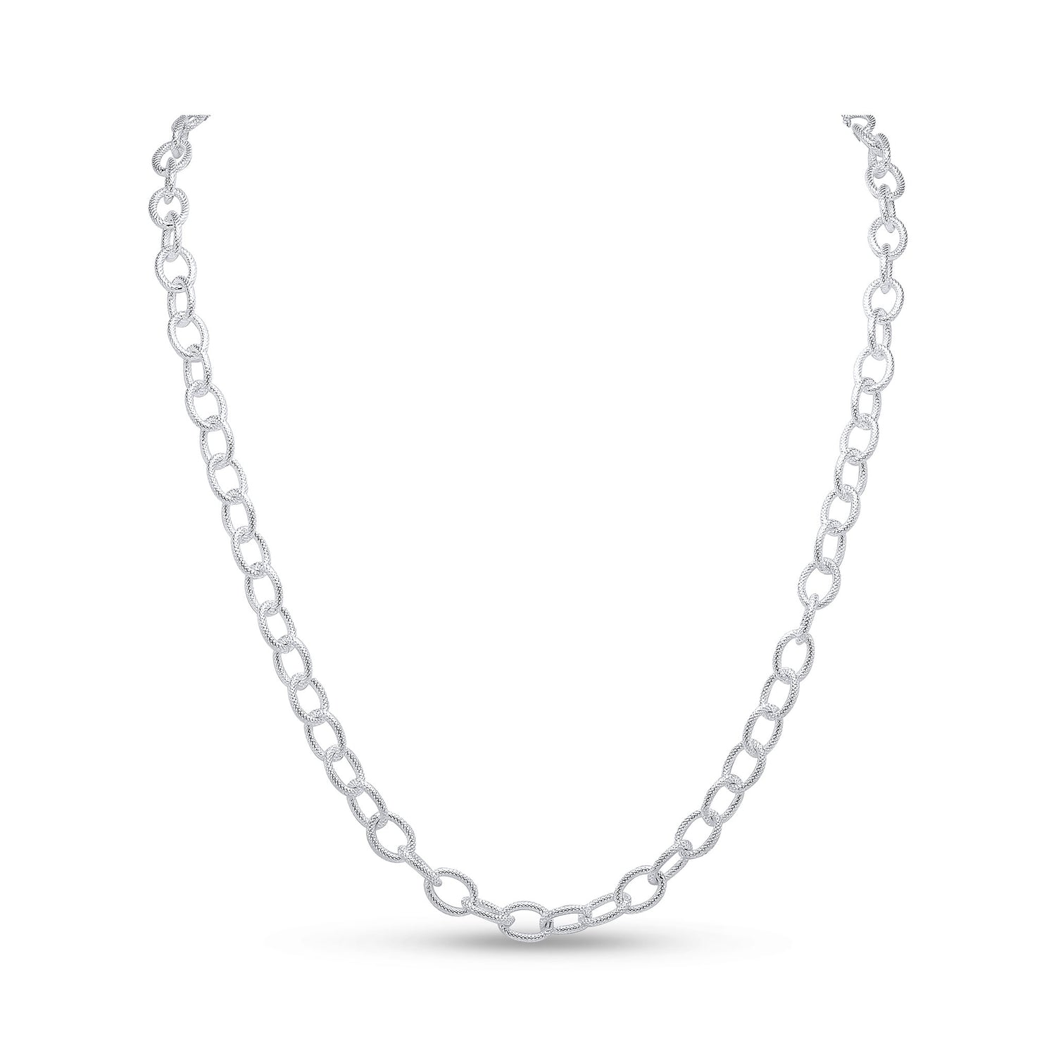 Sterling Silver Handmade Textured Curb Chain Necklace