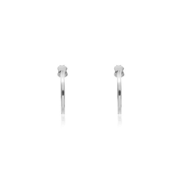 9ct White Gold Square Tube Hoop Earrings with Peg and Scroll Fittings — 12x1mm