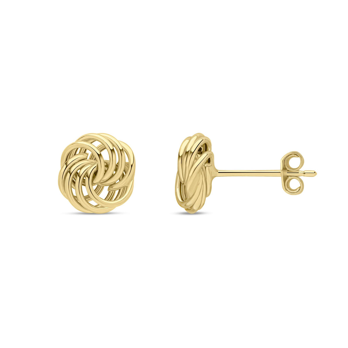 9ct Yellow Gold Interlocking Knot Stud Earrings — 8mm