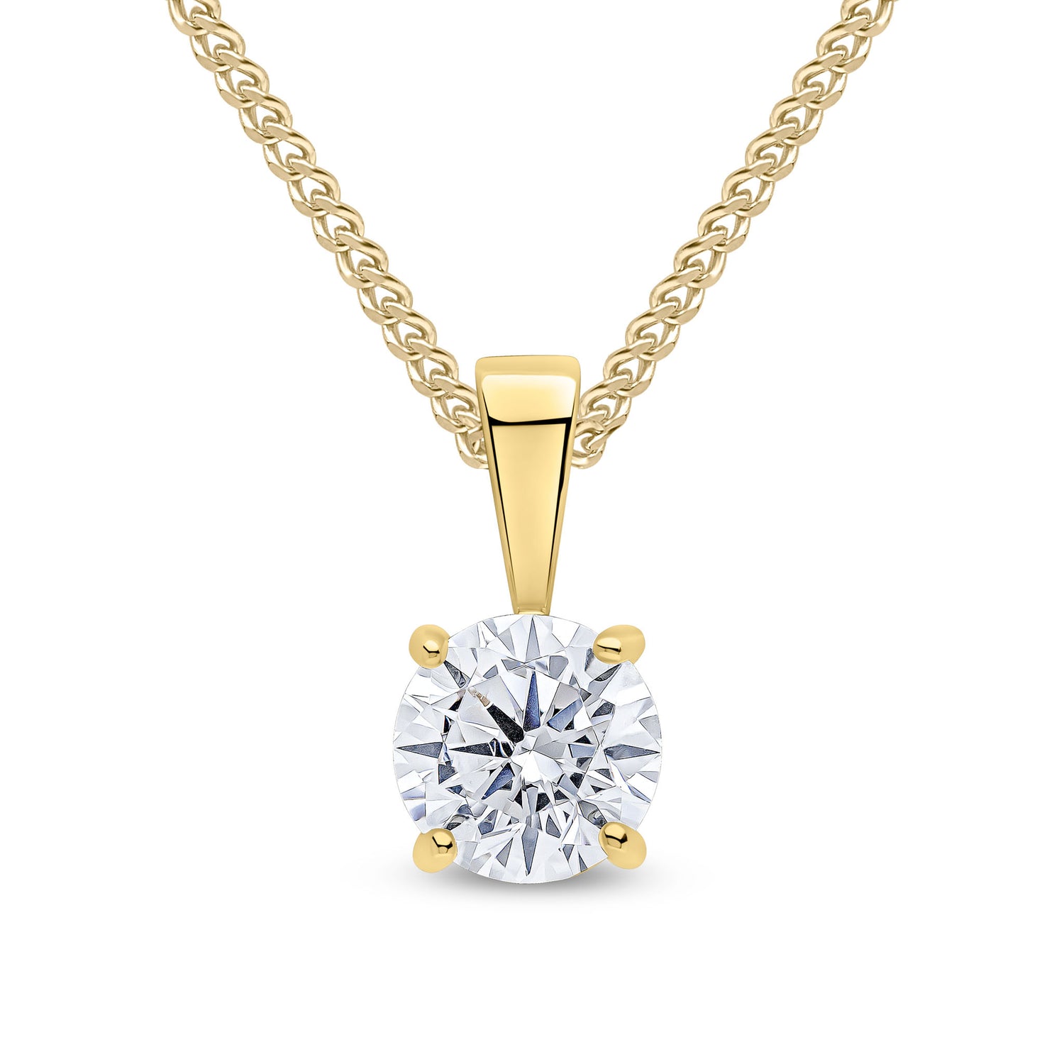 9ct Yellow Gold Round Cubic Zirconia CZ Claw Pendant — 6mm