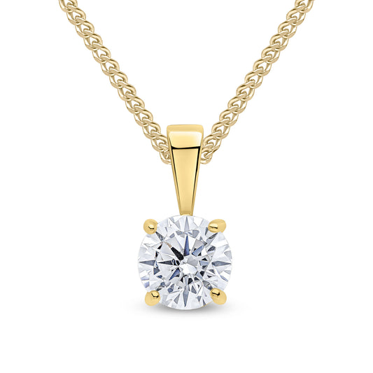 9ct Yellow Gold Round Cubic Zirconia CZ Claw Pendant — 6mm