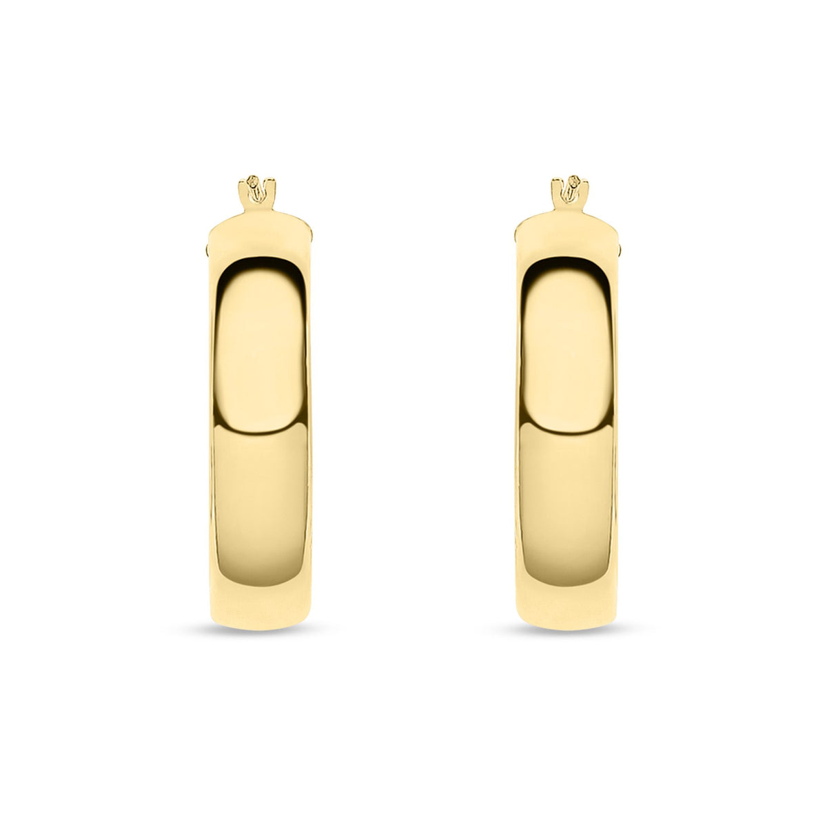 9ct Yellow Gold Round Court Shape Hoop Earrings — 25mm