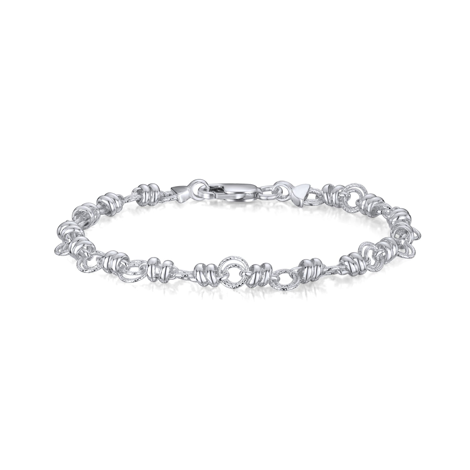 Sterling Silver Handmade Solid 6.2mm Round Linked Circles Bracelet
