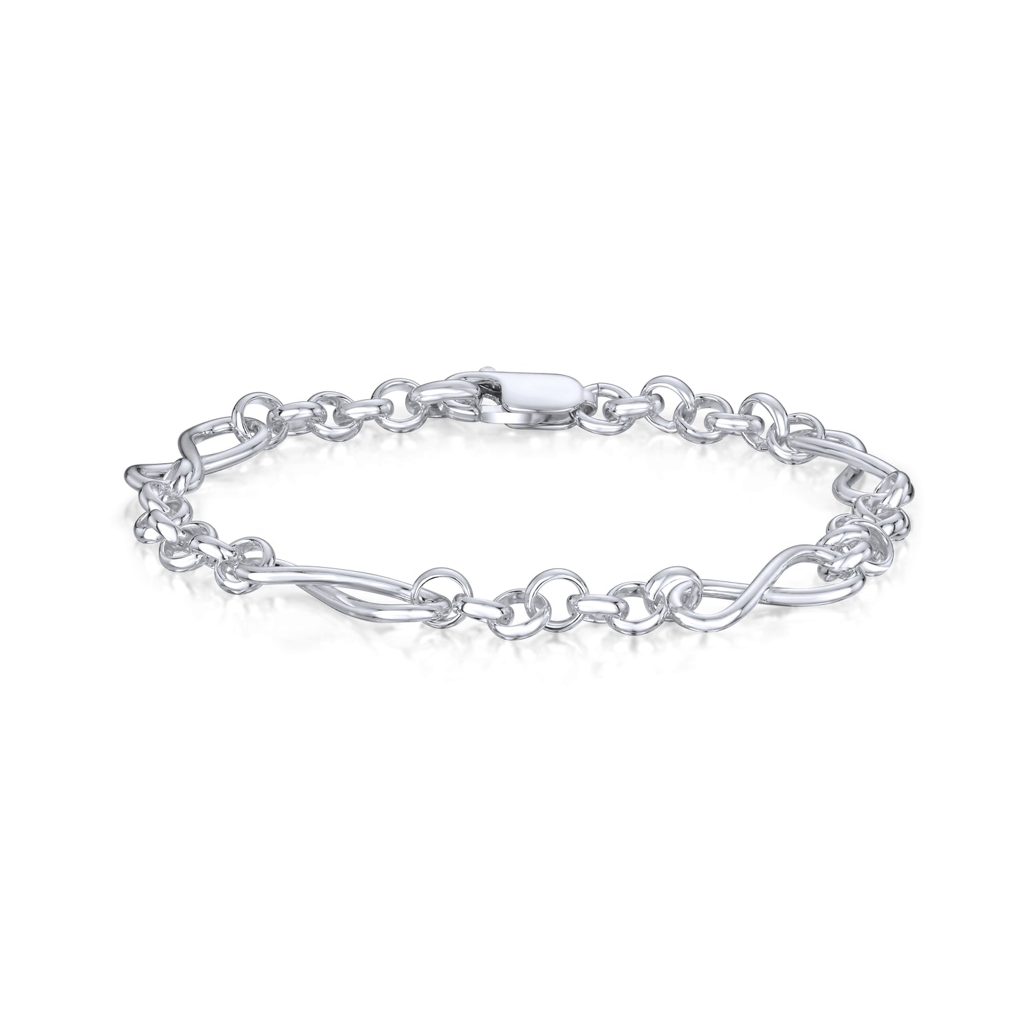 Sterling Silver 6.3mm Handmade Infinity Belcher Bracelet