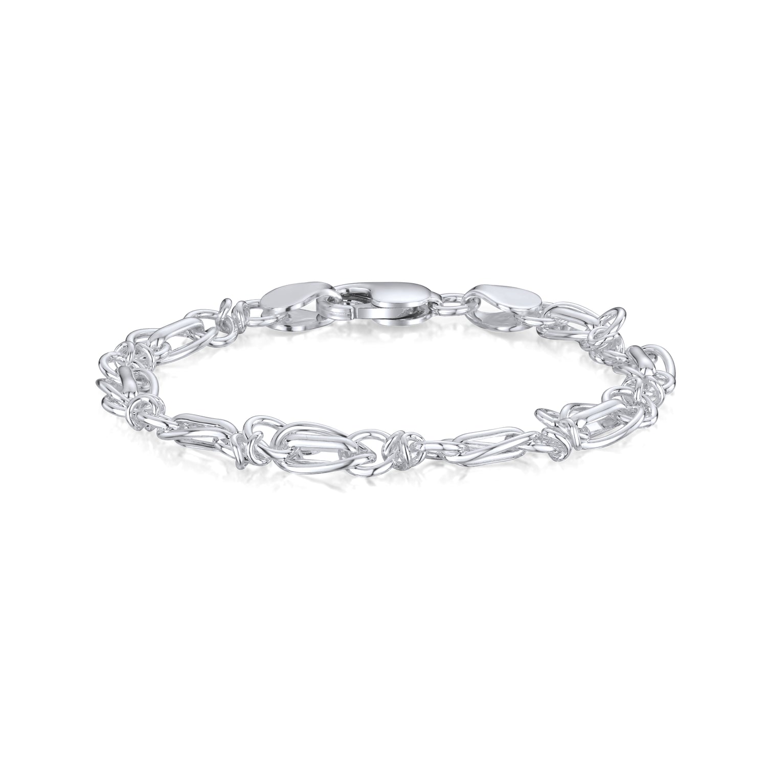 Sterling Silver Handmade Solid 6.5mm Oval and Round Belcher Link Bracelet