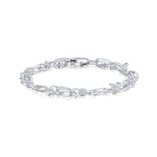 Sterling Silver Handmade Solid 6.5mm Oval and Round Belcher Link Bracelet