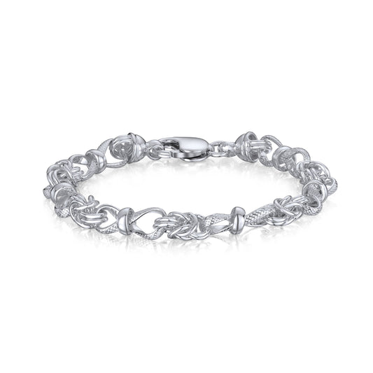 Sterling Silver 6.6mm Handmade Byzantine Infinity Twist Bracelet with Lobster Clasp