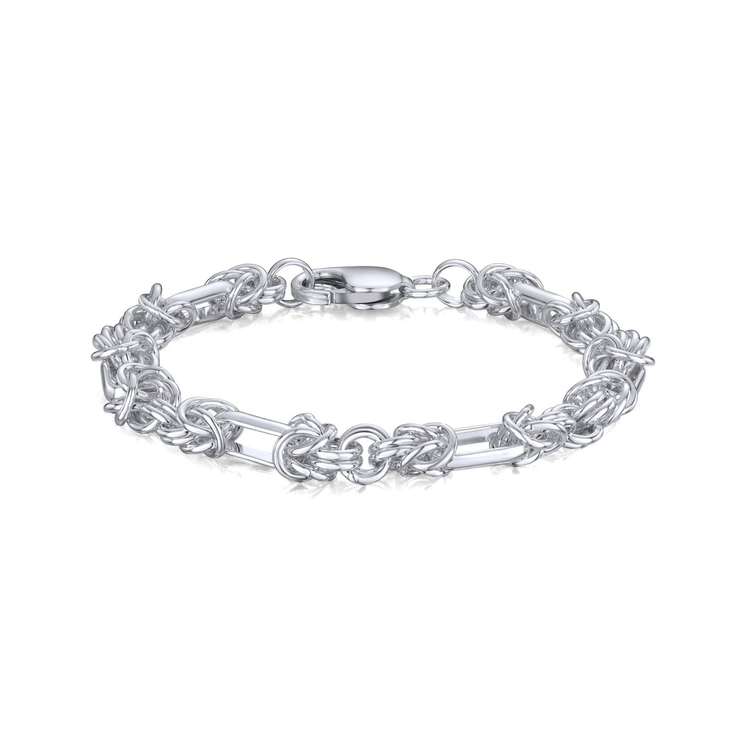 Sterling Silver Handmade Solid 6.5mm Byzantine Oval Bracelet