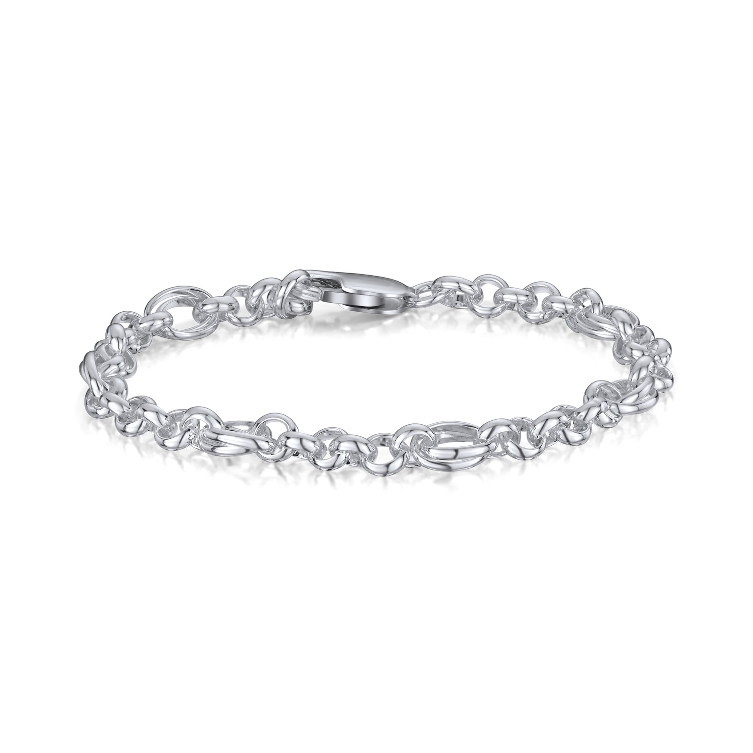 Sterling Silver Handmade Solid 6.5mm Oval Round Belcher Bracelet