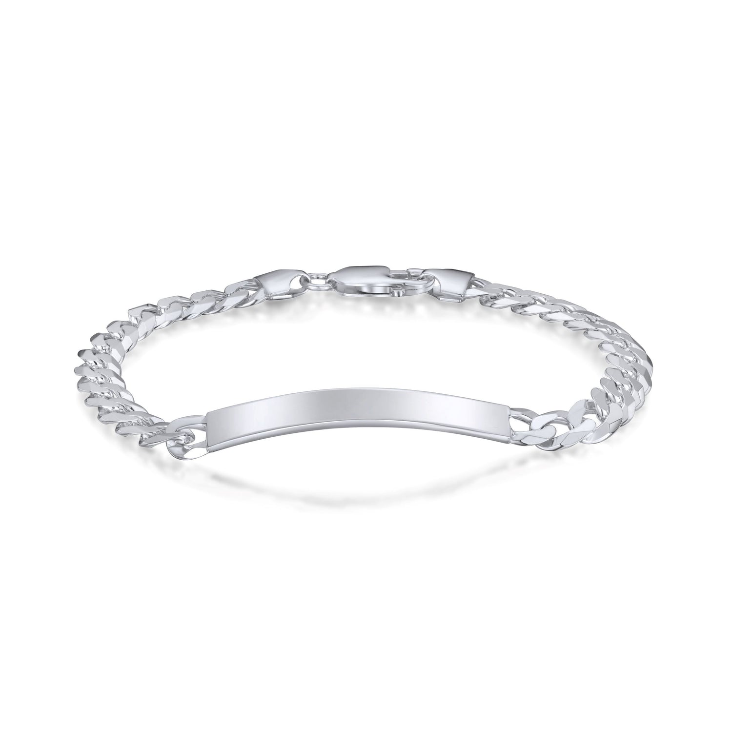 Sterling Silver Solid 6.5mm ID Identification Bracelet with 40x5mm Plate