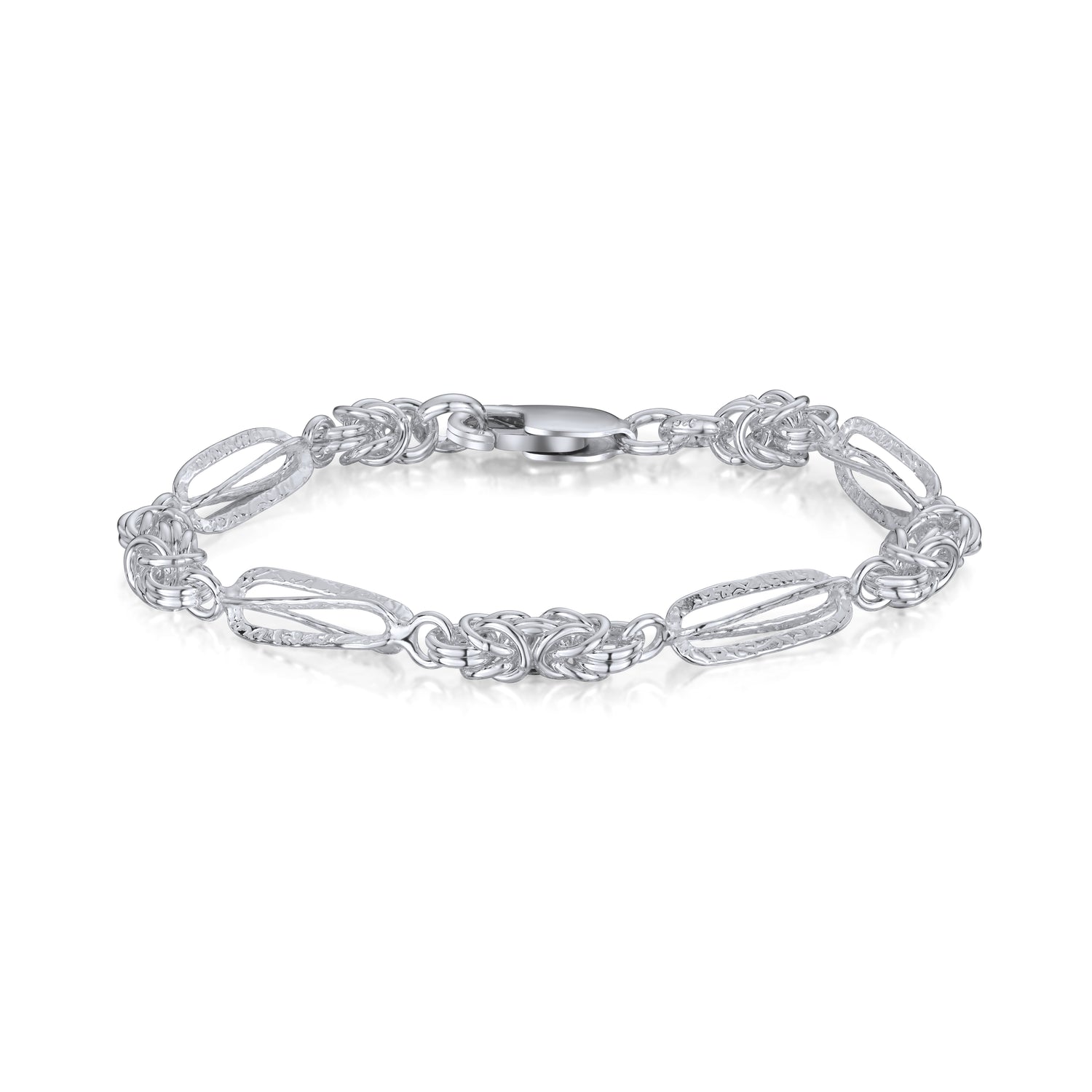Sterling Silver Handmade Solid 6.6mm Byzantine Chain Bracelet