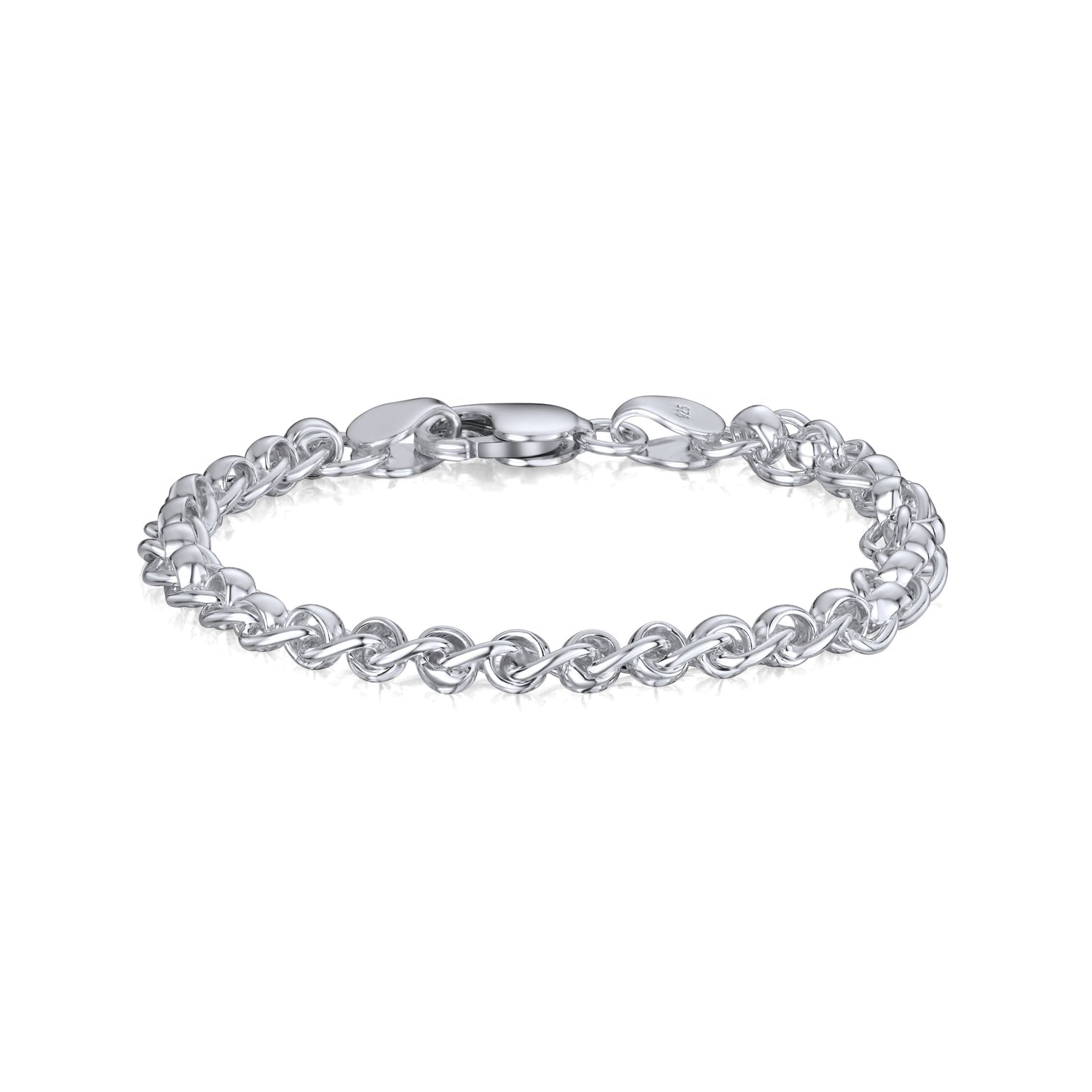 Sterling Silver Handmade Solid 6.7mm Rollerball Bracelet with Lobster Clasp