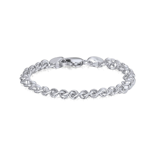 Sterling Silver Handmade Solid 6.7mm Rollerball Bracelet with Lobster Clasp