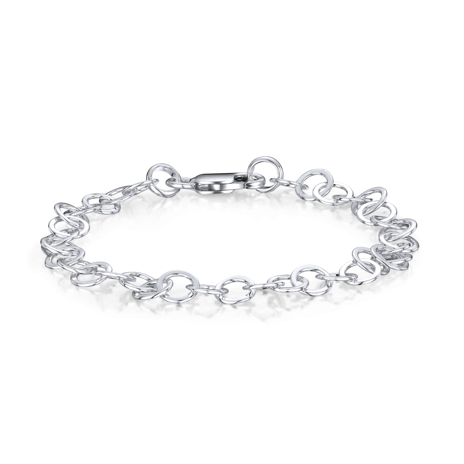 Sterling Silver Handmade Solid 6.8mm Flat Circle Bracelet