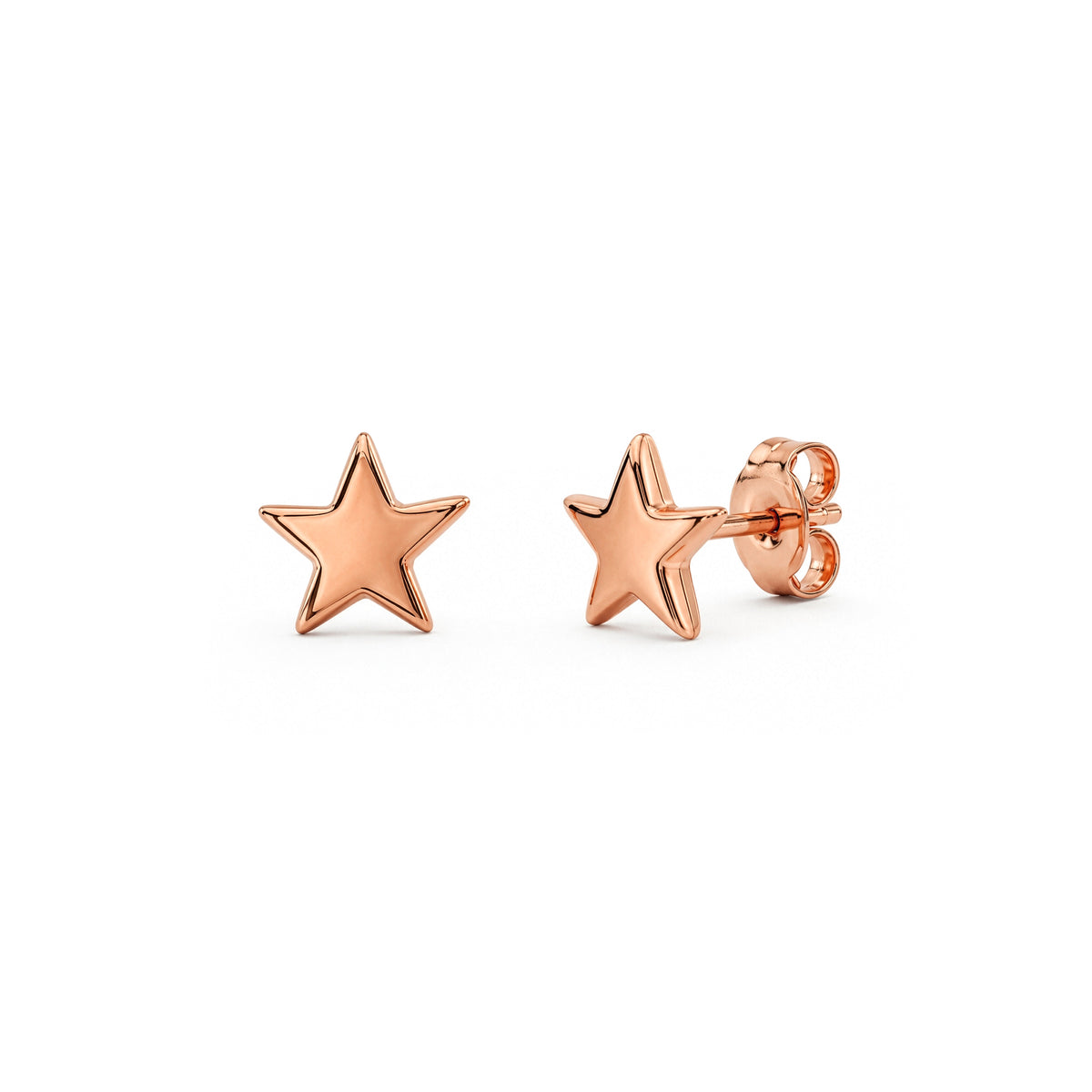 9ct Rose Gold Polished Five-Point Star Stud Earrings