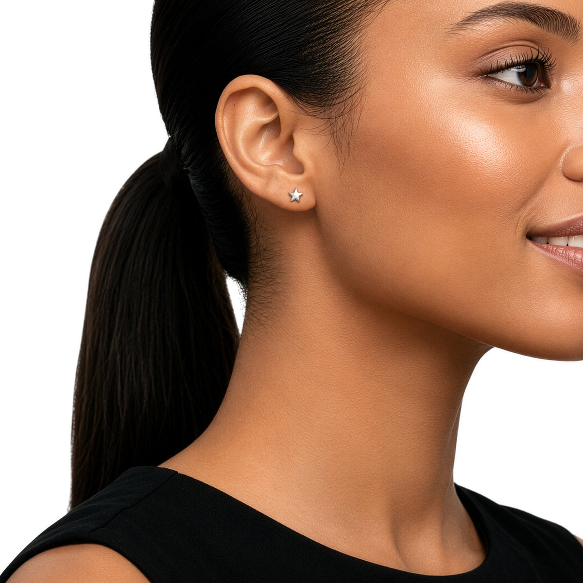 9ct White Gold Polished Five-Point Star Stud Earrings