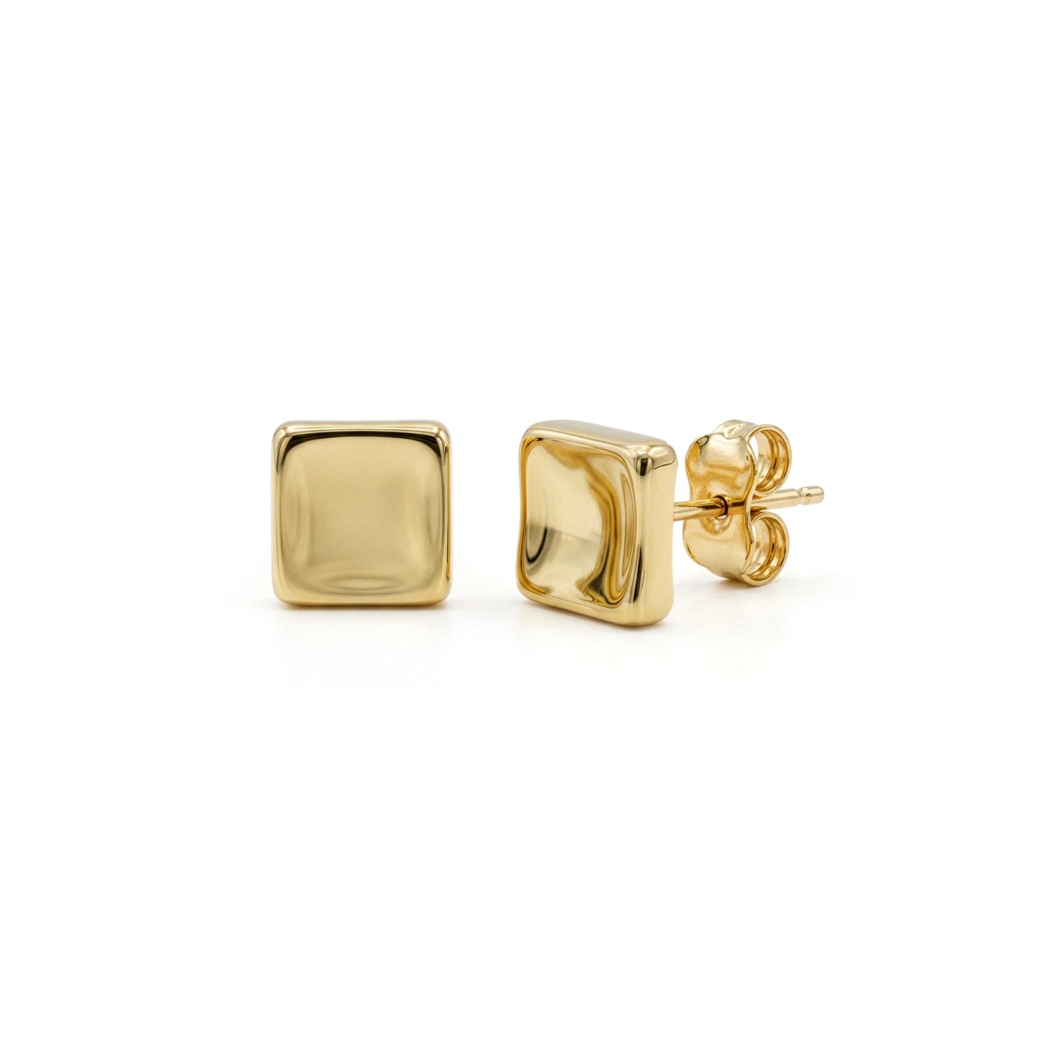 9ct Yellow Gold Polished Concave Square Stud Earrings
