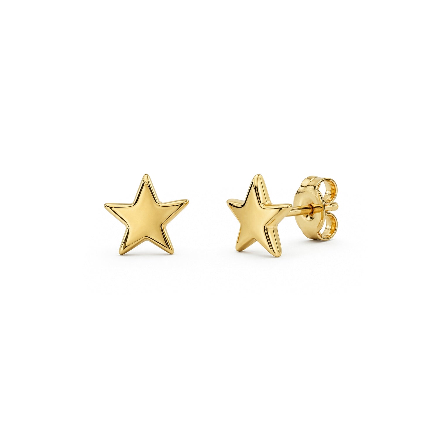 9ct Yellow Gold Polished Puff Five-Point Star Stud Earrings
