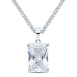 9ct White Gold Octagonal Cubic Zirconia CZ Claw Pendant — 14x10mm