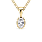 9ct Yellow Gold Oval Cubic Zirconia CZ Rubover Pendant — 6x4mm