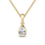 9ct Yellow Gold Pear Shaped Cubic Zirconia CZ Rubover Pendant — 6x4mm