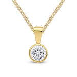 9ct Yellow Gold Round Cubic Zirconia CZ Rubover Pendant — 5mm