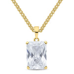 9ct Yellow Gold Octagonal Cubic Zirconia CZ Claw Pendant — 14x10mm