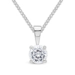 9ct White Gold Round Cubic Zirconia CZ Claw Pendant — 5mm